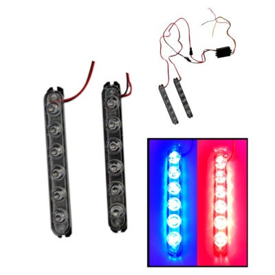 LAMPARA LED 2 PCS 6 LED ZW-326 ROJO AZUL