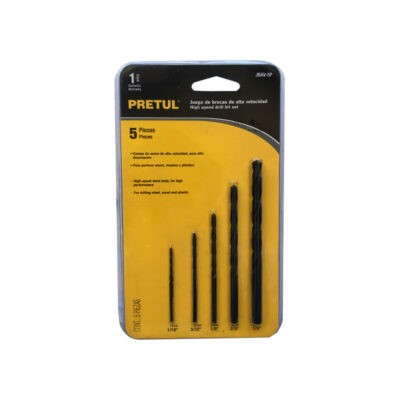 BROCAS 5 PCS ACERO MADERA PLASTICO PRETUL