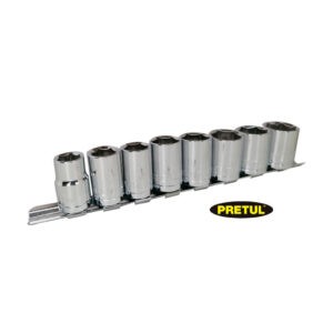 SOCKETS RAIZ 1/2 8 PCS MILIMETROS PRETUL