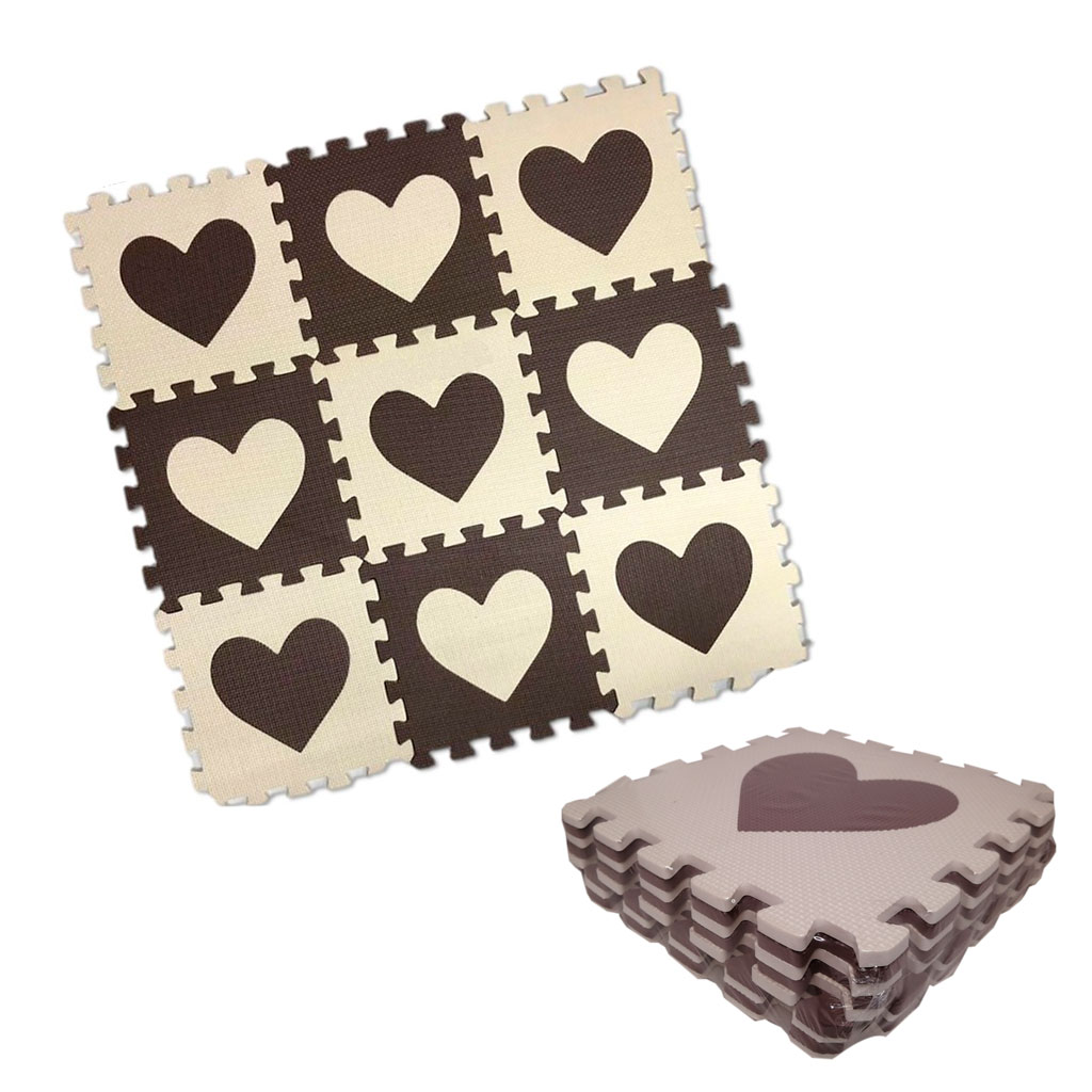 ALFOMBRA FOAMY CORAZONES CAFE 90X90X1CM 9PCS