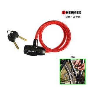 CANDADO P/BICICLETA 20MM 1.20 MT HERMEX