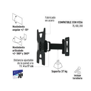 SOPORTE PARA TV DE 23 A 37 PLG MOVIMIENTO ARTICULADO