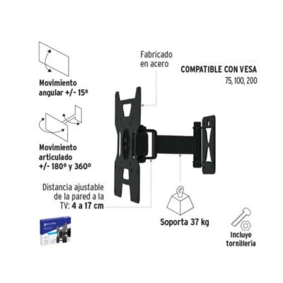 SOPORTE PARA TV DE 23 A 37 PLG MOVIMIENTO ARTICULADO