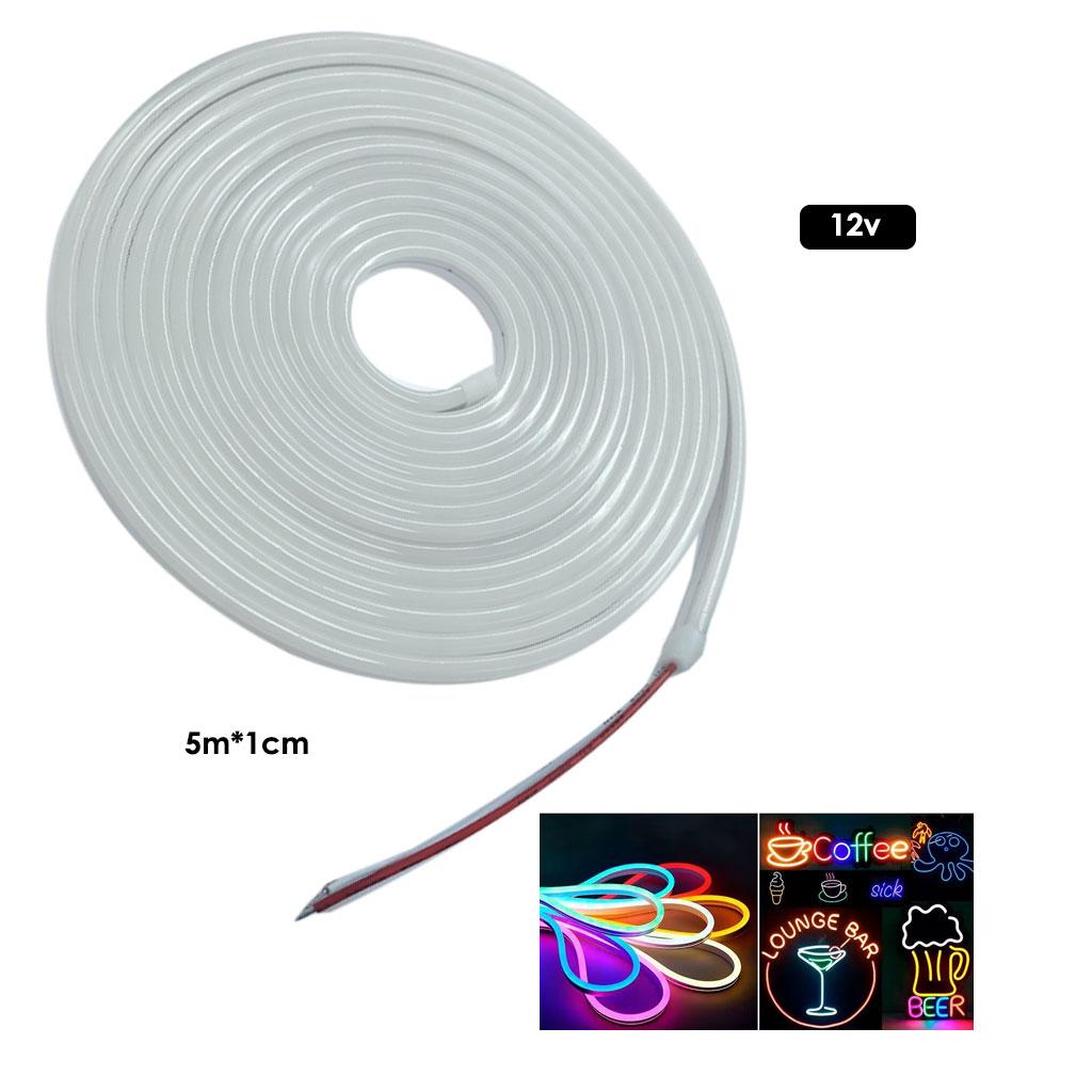 CINTA LED 5050 NEON FLEXIBLE 5MTSX1CM 12V BLANCO CALIDO