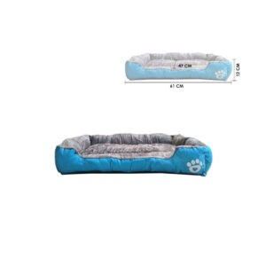 CAMA P/MASCOTA 47X61X12CM CELESTE C/ GRIS  830105