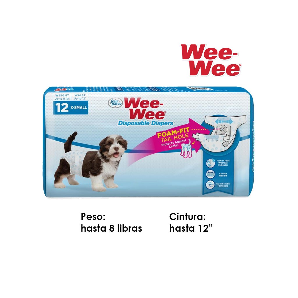PAÑALES DESECHABLES P/PERRITA 12PCS XS WEE WEE