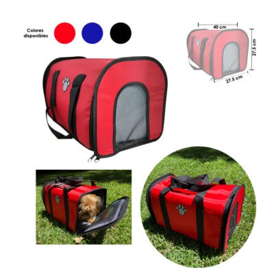 BOLSO P/MASCOTA ROJO/AZUL/NEGRO 27.5X27.5X40CM AP-3135