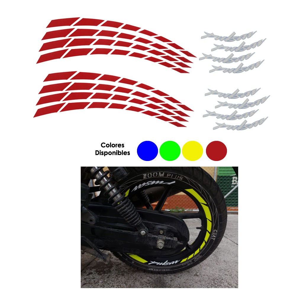 STICKER P/AROS DE MOTO FRANJAS PULSAR P/2 LLANTAS