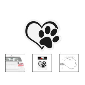 STICKER CORAZON HUELLA DE PERRO NEGRO 8X7CM
