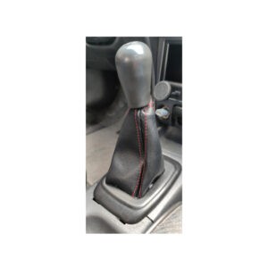 BOTA P/ PALANCA DE CAMBIOS MINI CUERO NEGRA HILO ROJO