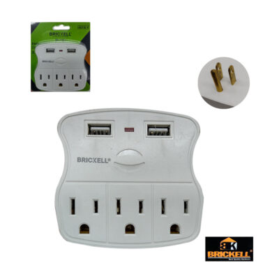 Tomacorriente triple con usb