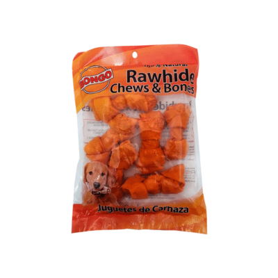 JUGUETE DE CARNAZA HUESO 3-4PLG 6 PZ POLLO