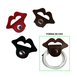 SUJETADOR DE CABLES CUERO BOQUITA ROJA