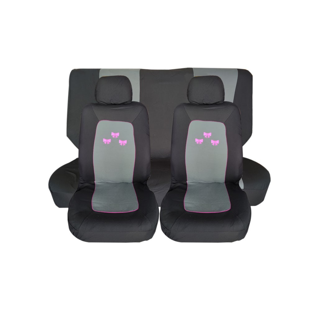 FUNDAS P/ASIENTO CARRO 6 PCS MOÑAS ROSADA