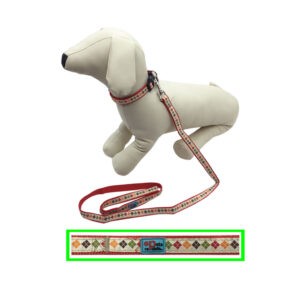 COLLAR Y CORREA BEIGE C/ROMBOS S 9-15CM 1.6-120CM