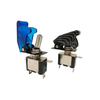 SWITCH C/ LUZ AZUL FORRO CARBON MISSILE 20A-12V