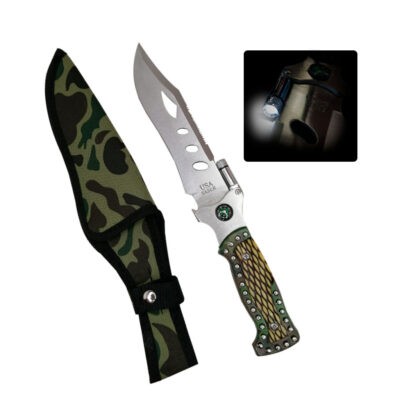 CUCHILLO C/BRUJULA Y LINTERNA C/ ESTUCHE 29 CM