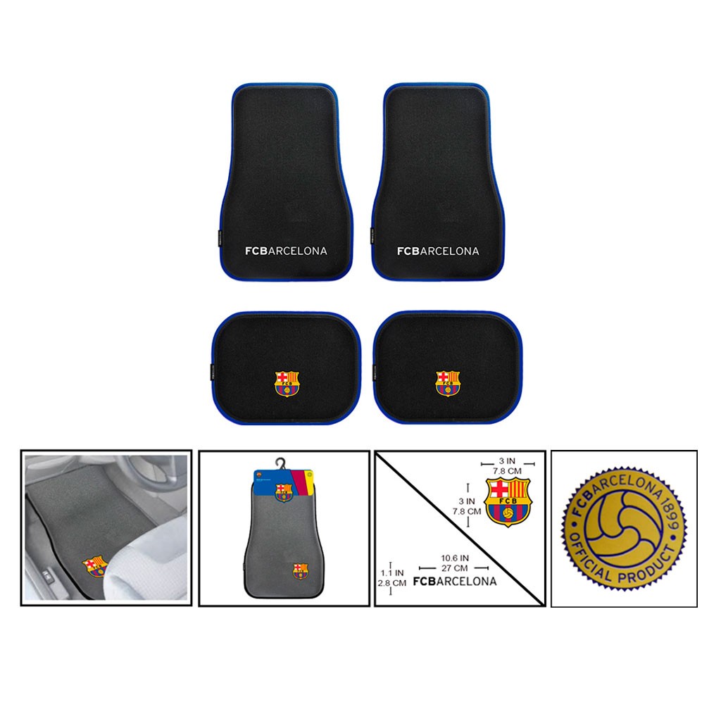 ALFOMBRA P/CARRO NEGRAS C/ORILLA AZUL 4PCS FCB-CM07BL