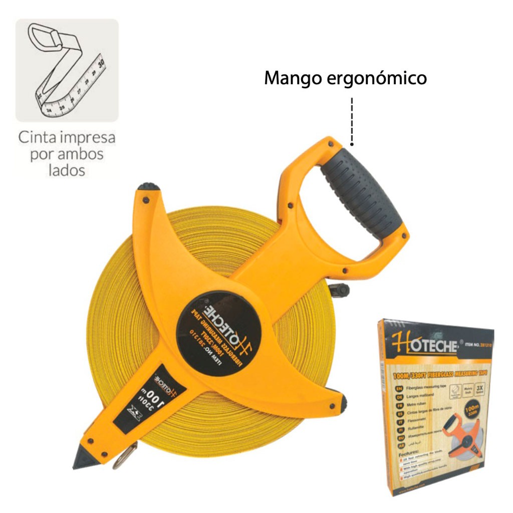 CINTA METRICA FIBRA DE VIDRIO 100MTS HOTECHE