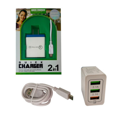 CARGADOR USB/ESPIGA TRIPLE Y CABLE 2 EN 1