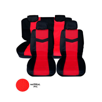 FUNDAS P/ASIENTO 8 PCS PVC ROJO/NEGRO