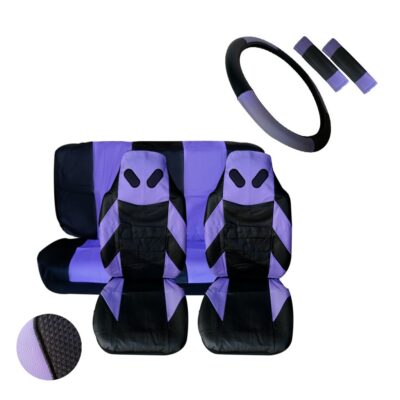 FUNDAS P/ASIENTO 8 PCS PVC LILA/NEGRO