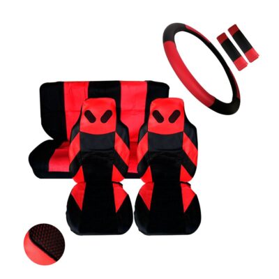 FUNDAS P/ASIENTO 8 PCS PVC ROJO/NEGRO