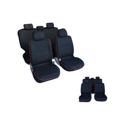 FUNDAS P/ASIENTO NEGRO/ROJO POLIESTER 9 PCS GTR500