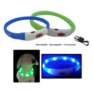 COLLAR P/MASCOTA LED 50CM  VER/AZ RECARGABLE RECORTABLE CM50