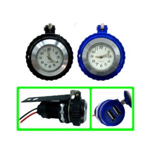 SOCKET ELECTRICO P/MOTO USB RD/BL C/RELOJ M5CA003-1