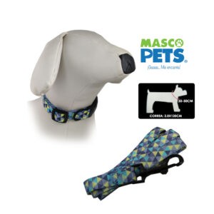 COLLAR Y CORREA P/PERRO M/L 2X30-50 CM TRIANGULOS