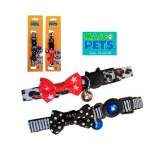COLLAR P/GATO C/CORBATIN Y CASCABEL 1X22-35CM NYLON