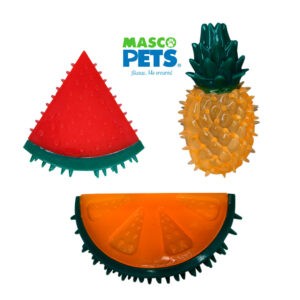 JUGUETE FRUTAS C/ PITO 12.5CM TPR MASCOPETS