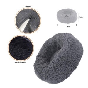 CAMA P/MASCOTA REDONDA GRIS GRANDE 74X21CM