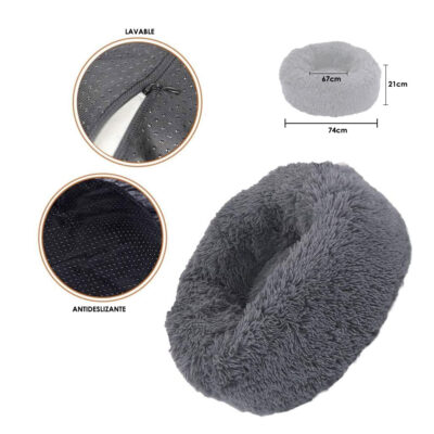 CAMA P/MASCOTA REDONDA GRIS GRANDE 74X21CM