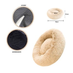 CAMA PARA MASCOTA REDONDA BEIGE GRANDE 67X21CM