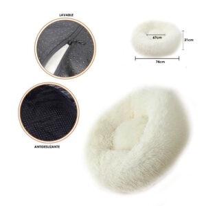 CAMA P/MASCOTA REDONDA BLANCA GRANDE 67X21CM
