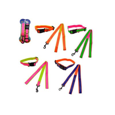 CORREA Y COLLAR P/MASCOTAS FLUORESCENTE PET-1275