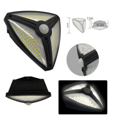 LAMPARA DE PARED SOLAR 138 LED TRIANGULAR