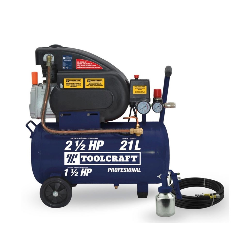 COMPRESOR 2 1/2 HP 21 LITROS PISTOLA Y MANGUERA