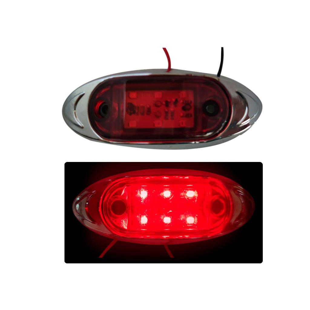 LAMPARA LATERAL PARA BUS 6 LED 10X4CM ROJA